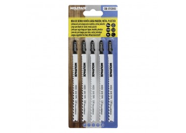 Hoja Larga Sierra Calar Para Madera / Metal / Plástico Corte Medio/Grueso 5 Piezas. Hoja Cromo Vanadio 58. Vastago T Universal.
