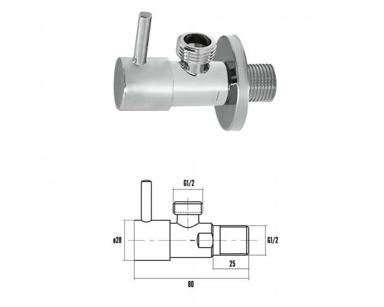 Llave De Escuadra Cerámica 1/2" - 1/2"