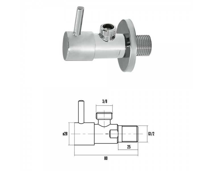 Llave De Escuadra Cerámica 1/2" - 3/8"