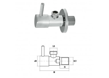 Llave De Escuadra Cerámica 1/2" - 3/8"