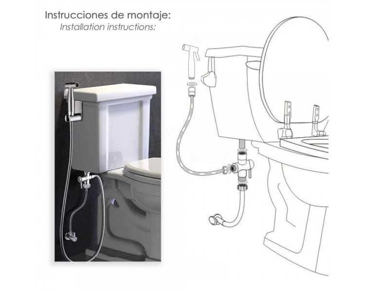 Ducha Bidet WC Con Válvula Cerámica H 1/2"  M 1/2" M 1/2"