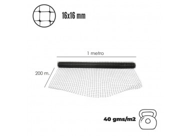 Malla Protectora BOP 16 x 16 mm. 40gms/m2. 1 m. x 200 m.