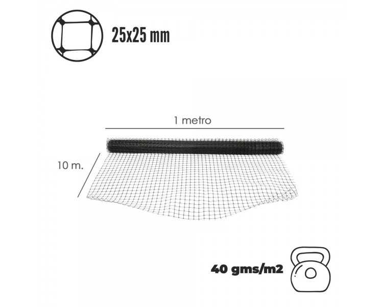 Malla Protectora BOP 25 x 25 mm. 40gms/m2. 1 m. x 10 m.
