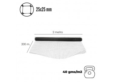 Malla Protectora BOP 25 x 25 mm. 40gms/m2. 2 m. x 200 m.