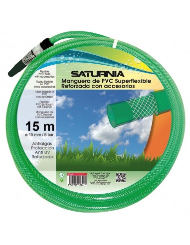 Manguera Latflex Reforzado 15 mm. -  5/8" Rollo 15 Metros Con Accesorios