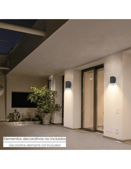 Lampara Aplique Doble GU10 IP65 Negro