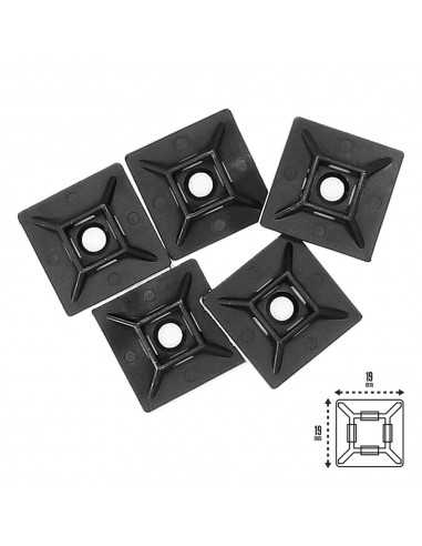 Base Adhesiva Para Bridas 19x19 mm. Negra Bolsa 100 Unidades