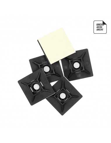 Base Adhesiva Para Bridas 19x19 mm. Negra Bolsa 100 Unidades