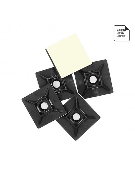 Base Adhesiva Para Bridas 19x19 mm. Negra Bolsa 100 Unidades