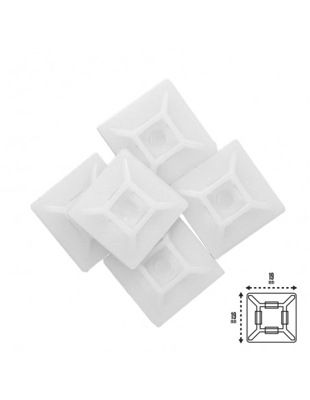 Base Adhesiva Para Bridas 19x19 mm. Blanca Bolsa 100 Unidades