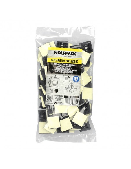 Base Adhesiva Para Bridas 28x28 mm. Negra Bolsa 100 Unidades