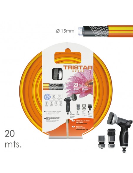 Manguera Tricotado No Torsion 15 mm. - 5/8" Rollo 20 Metros Con Kit de Riego