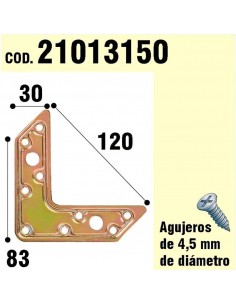 Soporte Para Madera Placa "L"  Bicromatado 120 mm.