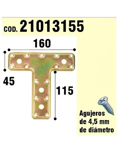 Soporte Para Madera Placa "T"  Bicromatado 160 mm.