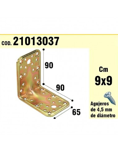 Soporte Para Madera Ángulo  65x90x90 mm. Espesor 2,5 mm.