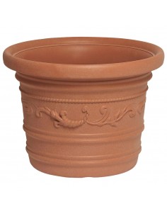 Saturnia Macetero Resina Redondo, Color Terracota, Resistente, Ideal Exterior, 60 Cm Diametro.