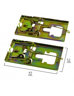 Trampa ratones metálica galvanizada 9.5 x 5.2 cm. (Bolsa 2 unidades)