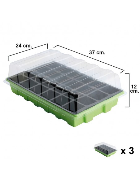 Semillero Germinación Invernadero 24 Compartimentos Con Bandeja Anti Goteo Sets De 3 Piezas Siembra / Germinacion de plantas