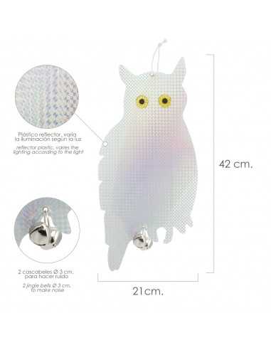 Buho Espantapajaros Reflectante Para Colgar Con 2 Cascabeles (2 Piezas)
