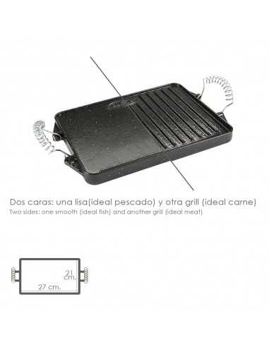 Plancha Hierro Fundido Esmaltada Rectangular 21 x 27 cm.