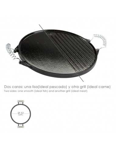 Plancha Hierro Fundido Esmaltada Redonda Ø 52 cm.