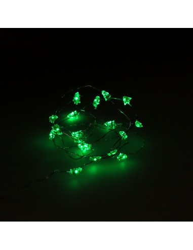 Guirnalda Luces Navidad Arboles 20 Leds Color Verde. Luz navidad interiores IP20 A Pilas 3AA (No Incluida)