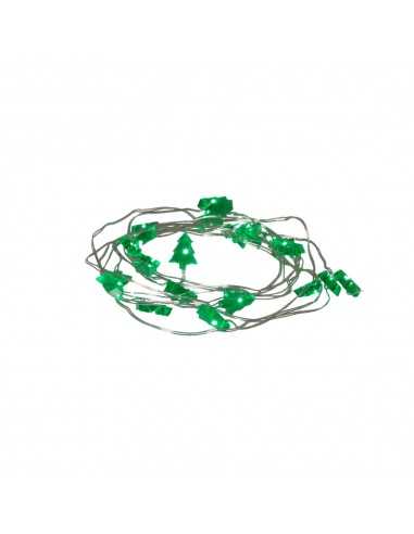 Guirnalda Luces Navidad Arboles 20 Leds Color Verde. Luz navidad interiores IP20 A Pilas 3AA (No Incluida)