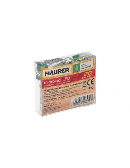 Guirnalda Luces Navidad Arboles 20 Leds Color Verde. Luz navidad interiores IP20 A Pilas 3AA (No Incluida)