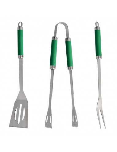 Set Complementos Para Barbacoa 3 Piezas. (Espatula, Pinzas y Tenedor) 34,5 cm.