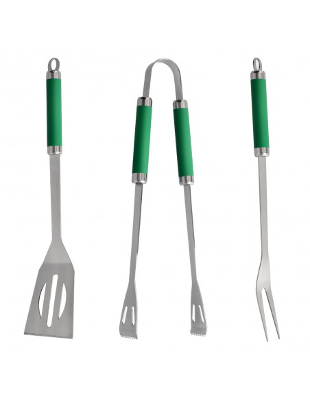Set Complementos Para Barbacoa 3 Piezas. (Espatula, Pinzas y Tenedor) 34,5 cm.