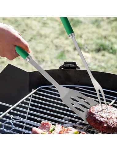 Set Complementos Para Barbacoa 3 Piezas. (Espatula, Pinzas y Tenedor) 34,5 cm.