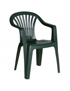 Silla Respaldo Bajo Resina Monobloc, Color Verde, Modelo  Lyra