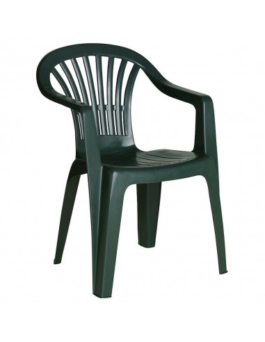 Silla Respaldo Bajo Resina Monobloc, Color Verde, Modelo  Lyra