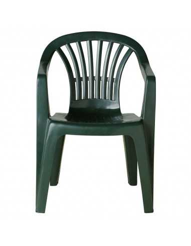 Silla Respaldo Bajo Resina Monobloc, Color Verde, Modelo  Lyra