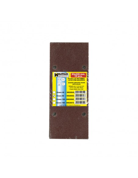 Lija Recambio Con Velcro 93x228 mm. con Agujeros Grano  80 (10 Piezas)