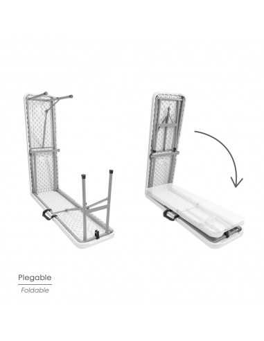 Banco Plegable Multifuncional, Portatil, Resistente,Multiusos 183x28x44 cm. Color Blanco