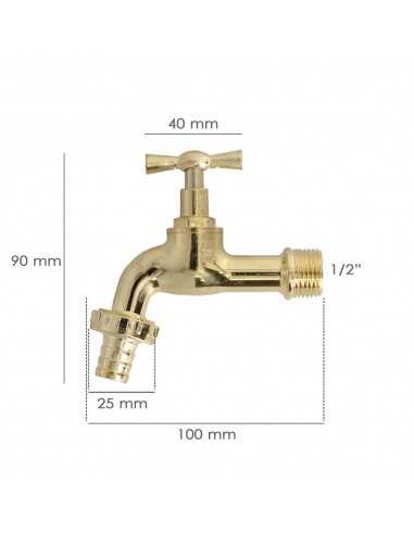 Grifo Curvo Latón Pulido Con Racord 1/2 Grifo Jardin Exterior