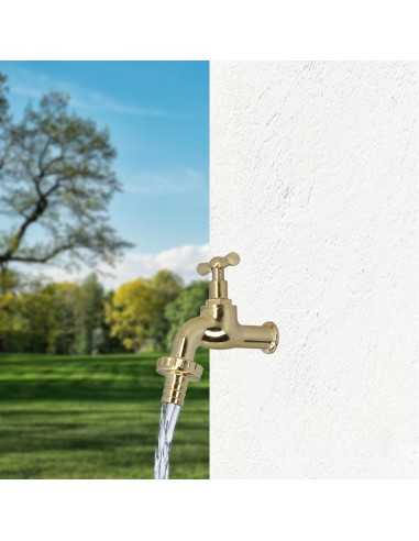 Grifo Curvo Latón Pulido Con Racord 1/2 Grifo Jardin Exterior