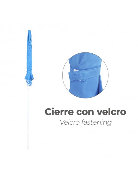 Sombrilla Playa Acero / Poliester Ø 180 cm. Azul. Varillas Fibra De Vidrio.