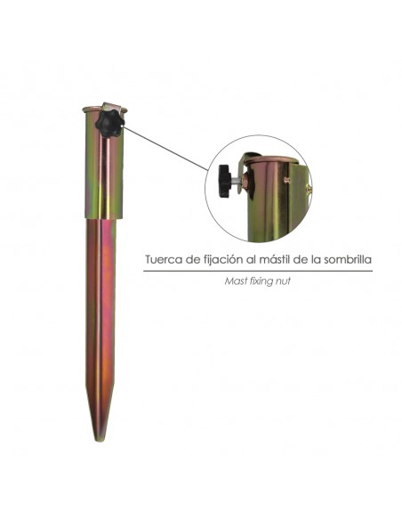 Pincho Acero Sombrilla Playa 45,5 cm.