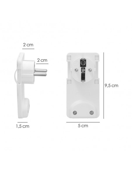 Clavija Enchufe Ultraplano 7 mm. con Asas De Extraccion 16 A - 250 V. Tras Muebles, 3 Cables, Toma Schuko