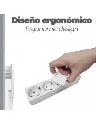 Clavija Enchufe Ultraplano 7 mm. con Asas De Extraccion 16 A - 250 V. Tras Muebles, 3 Cables, Toma Schuko
