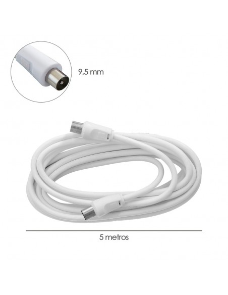 Prolongacion Tv - Video. 5 metros Toma 9,5 mm. Con Adaptador Macho Hembra
