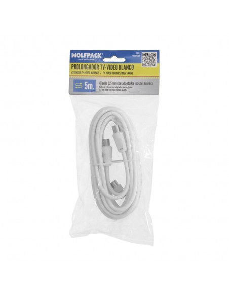 Prolongacion Tv - Video. 5 metros Toma 9,5 mm. Con Adaptador Macho Hembra