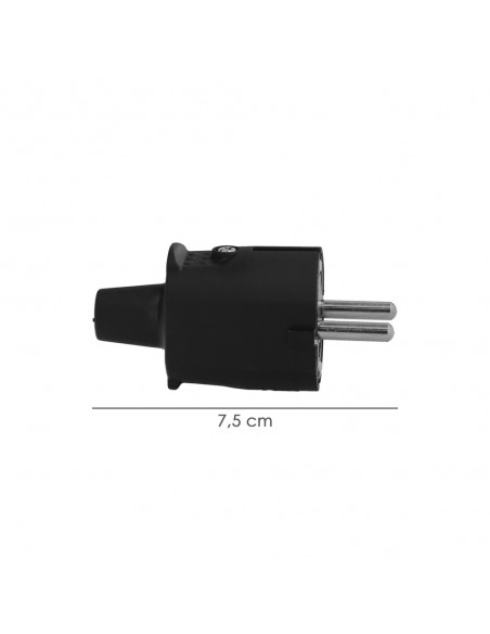Clavija Toma Tierra Goma 4,8mm Negro (Industrial)