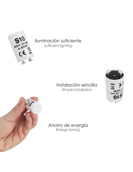 Cebador 4 - 65 Watt. Cebador Fluorescente, Arrancador Tubo Fluorescente, Cebador Encendido Rápido.