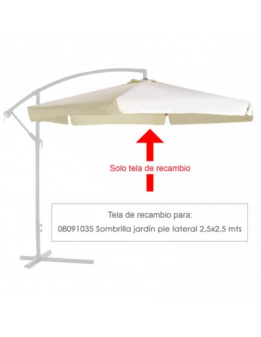 Tela Recambio Sombrilla Pie Lateral Cuadradada 2.5x2.5 Metros
