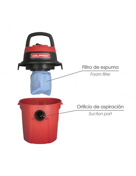 Aspirador Soplador Plástico Agua Y Polvo 10 Litros / 1000 Watt.