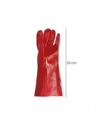 Guantes Pvc Rojo 35 cm. (Par)