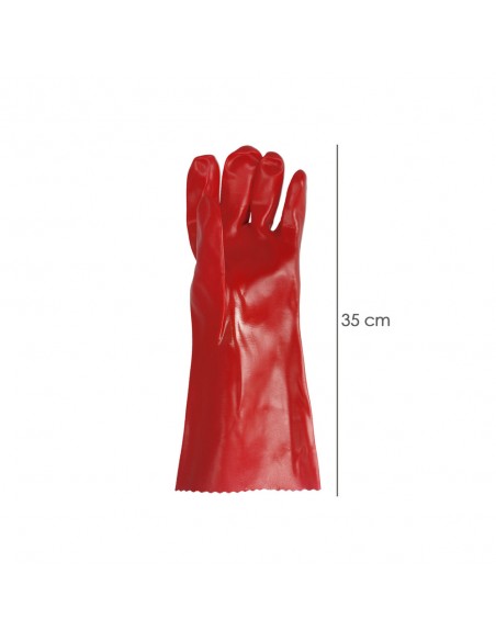 Guantes Pvc Rojo 35 cm. (Par)